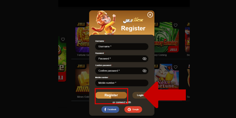 Steps to Register a JILILUCK Card Games Account Using a Phone Number